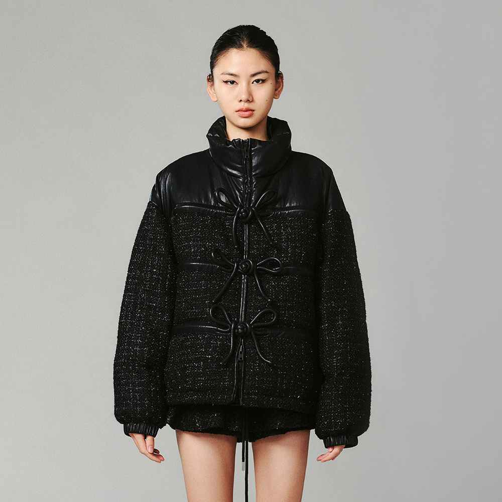 UOOYAA乌丫立体盘扣蝴蝶结羽绒服