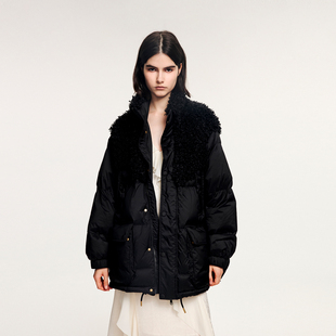 UOOYAA/乌丫2025冬季新款「奇幻精灵」毛绒拼接羽绒服