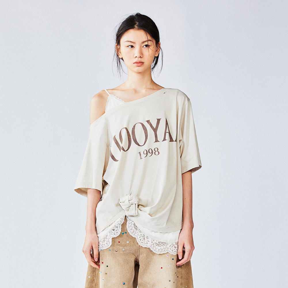 UOOYAA/乌丫扭结假两件吊带T恤