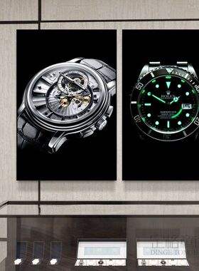 工业风手表装饰画名表店钟表维修店壁画机械表配件结构分解图挂画