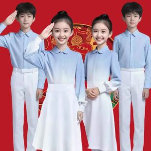 元旦儿童合唱演出服中小学生红领巾歌唱祖国红歌爱国诗歌朗诵服装
