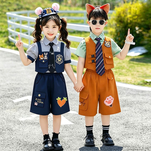 疯狂动物城尼克儿童演出服男女童兔子警官cos服幼儿园毕业表演服