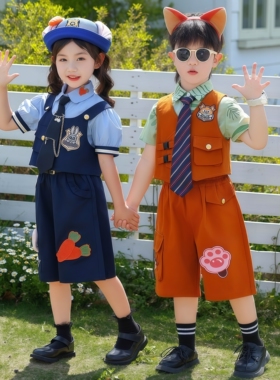 男女童套装疯狂动物城尼克狐狸演出服幼儿园兔子警官儿童cos服装