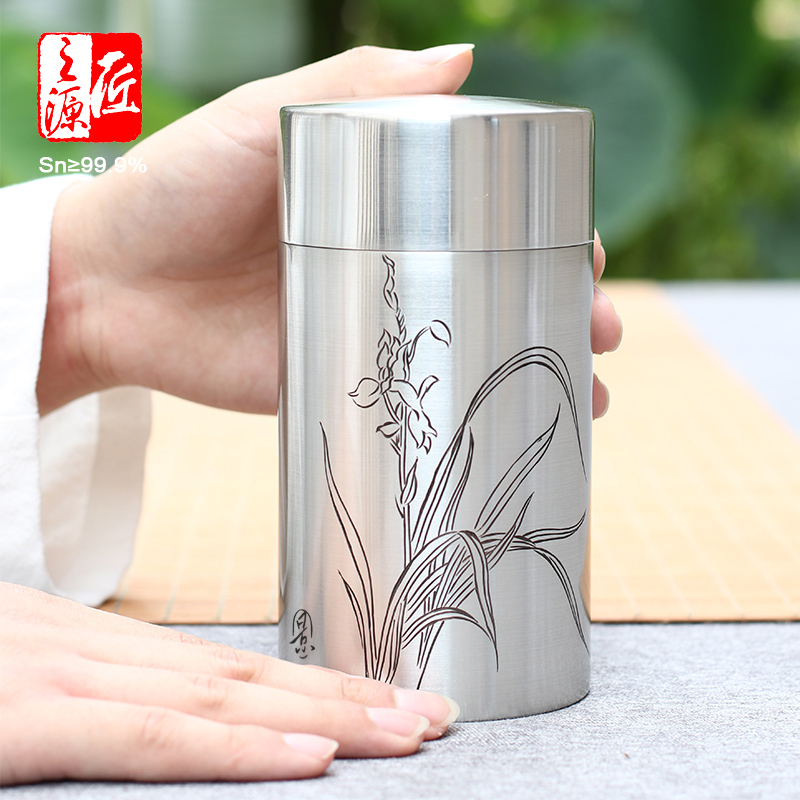 锡都云南个旧手工四君子直筒茶罐