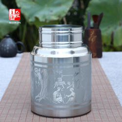 清库 一斤装999手工锡罐纯锡茶叶罐半斤 250-750克红河情喷砂