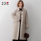 23区日系春季 毛呢大衣外套商场同款 通勤宽松版 纯羊毛方领中长款