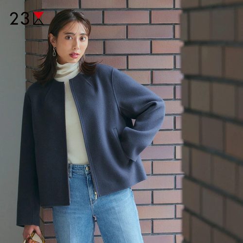 宽松羊毛混圆领毛呢外套商场同款