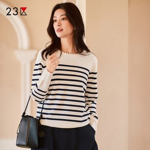 内搭打底线衣商场同款 混纺圆领套头针织衫 通勤宽松版 23区日系秋季