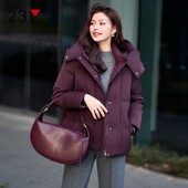 23区日系秋季 通勤宽松85%白鸭绒可脱卸帽羽绒服厚羽绒衣商场同款