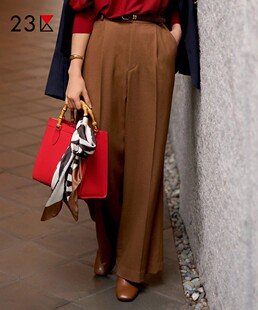 商场同款 23区日系秋季 直筒休闲裤 羊毛混纺阔腿长裤 通勤职业宽松版