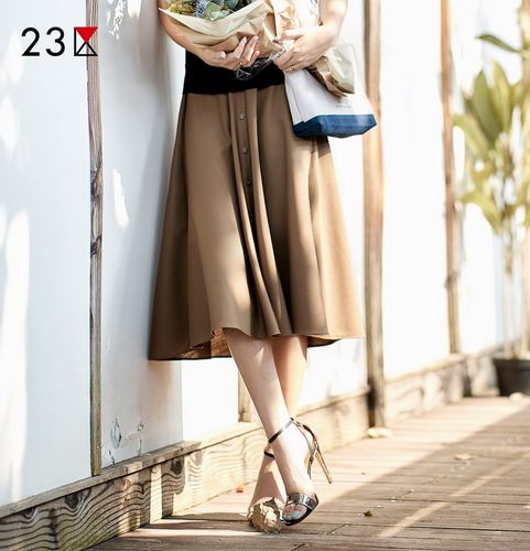 宽松羊毛混纺过膝半身裙商场同款