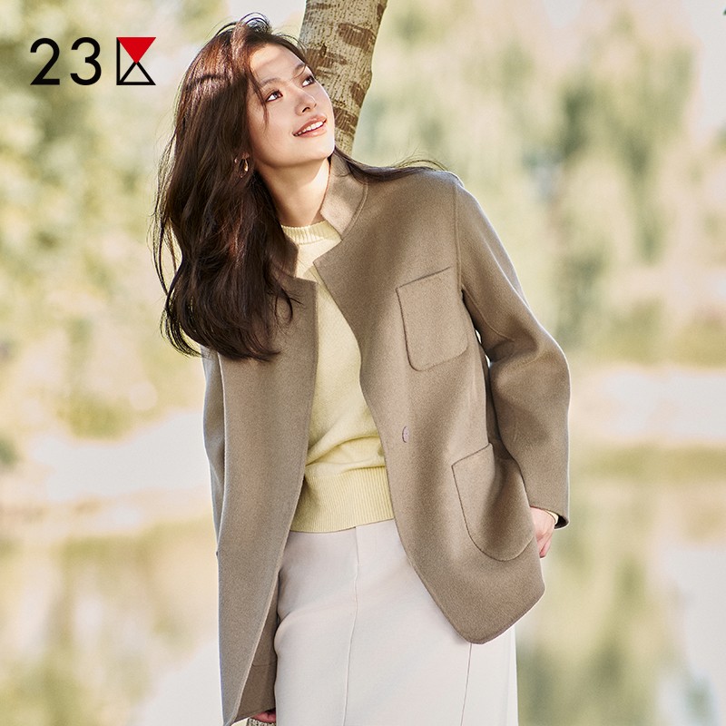 绵羊毛羊绒混纺毛呢外套商场同款