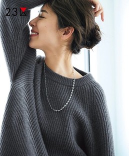 23区日系秋季通勤宽松羊毛羊绒混纺圆领套头毛衣针织毛衫商场同款