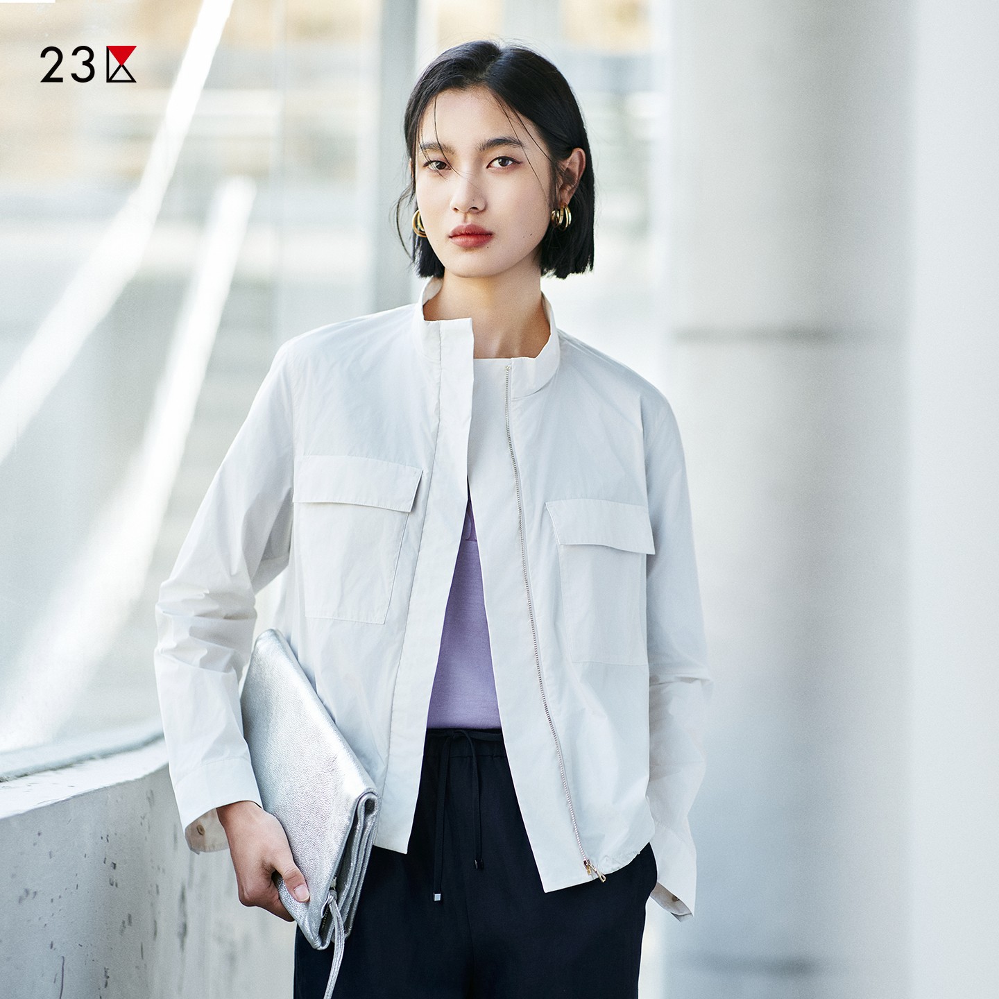 立领短款拉链休闲外套商场同款