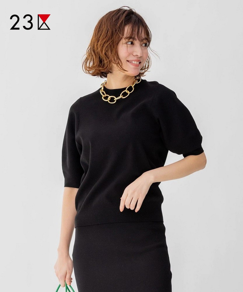 混纺圆领五分袖针织衫商场同款