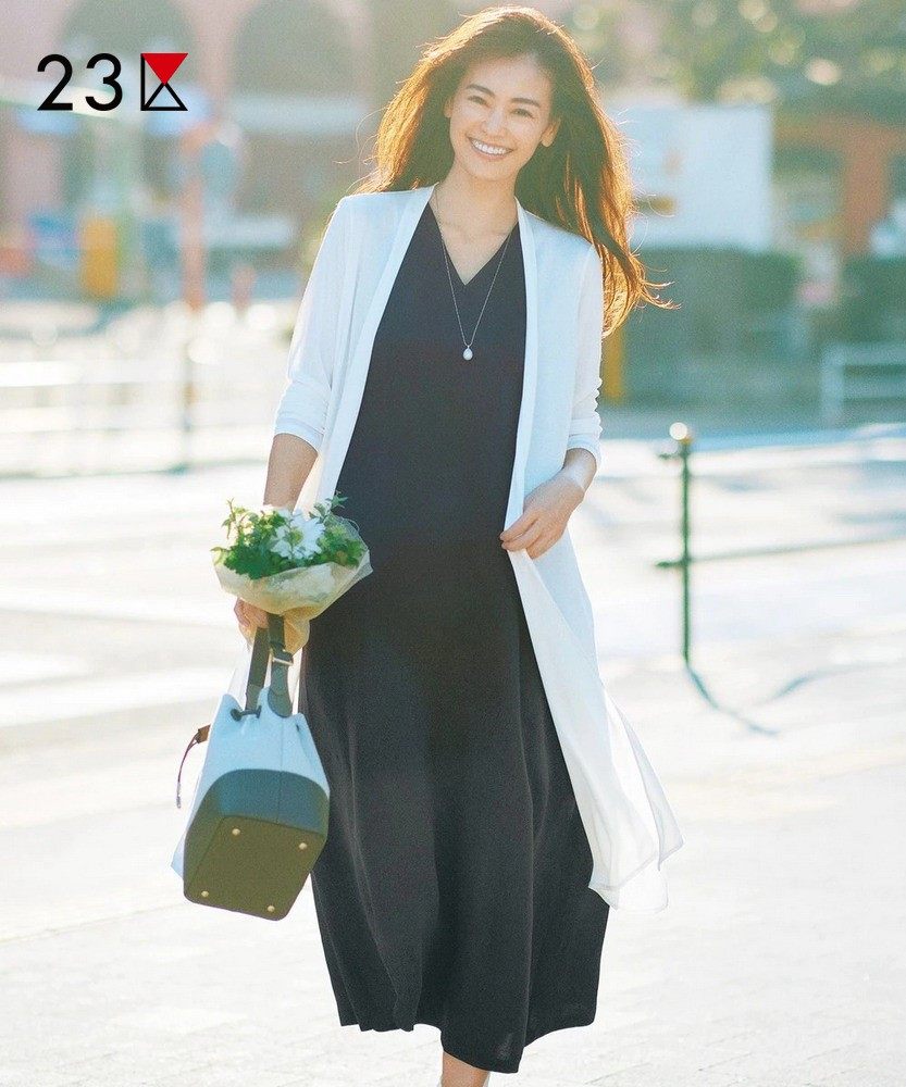 23区日系春季通勤宽松薄款防晒针织长款开衫无扣空调外套商场同款