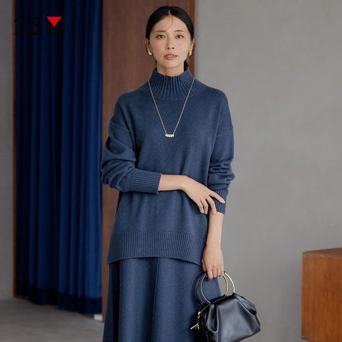 羊毛羊绒混纺半高领毛衣商场同款