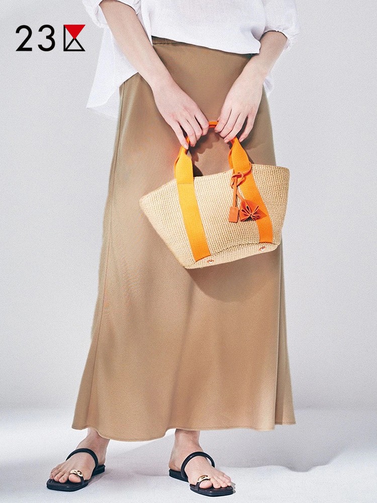 全松紧腰过膝中长半身裙商场同款