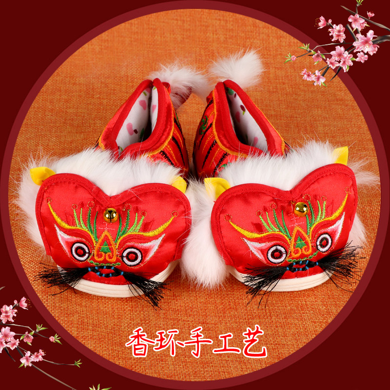 虎头鞋婴儿冬季加厚传统纯手工老虎鞋男女宝宝满月百天抓周唐装鞋