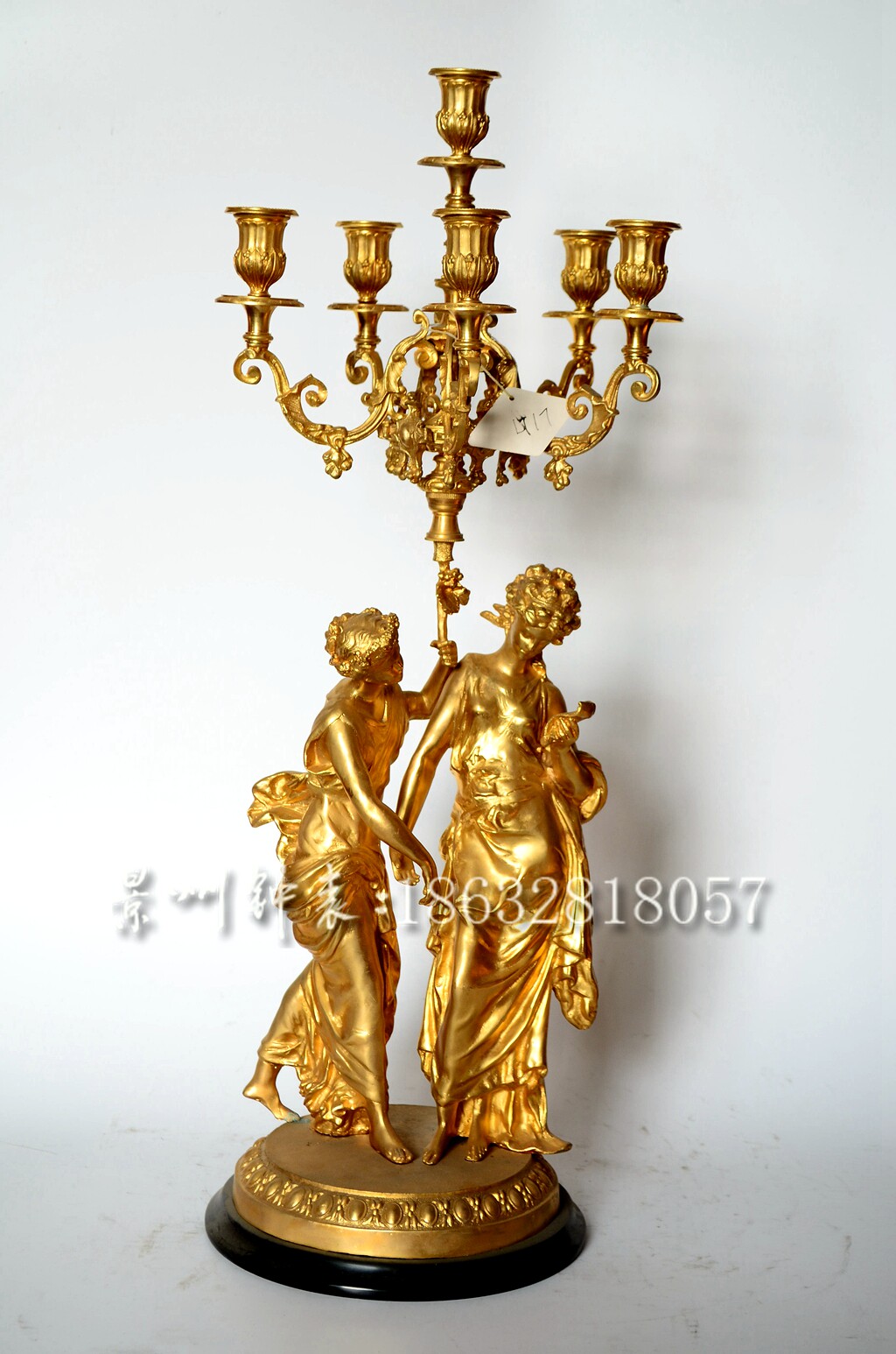 铜铸蜡烛台 老式仿古 镀金欧式 古典烛台 电影道具 样板间 民国