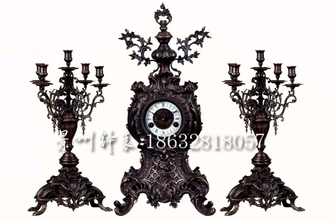 钟表欧式机械纯铜座钟壁炉条案蜡烛台仿故宫古董台钟