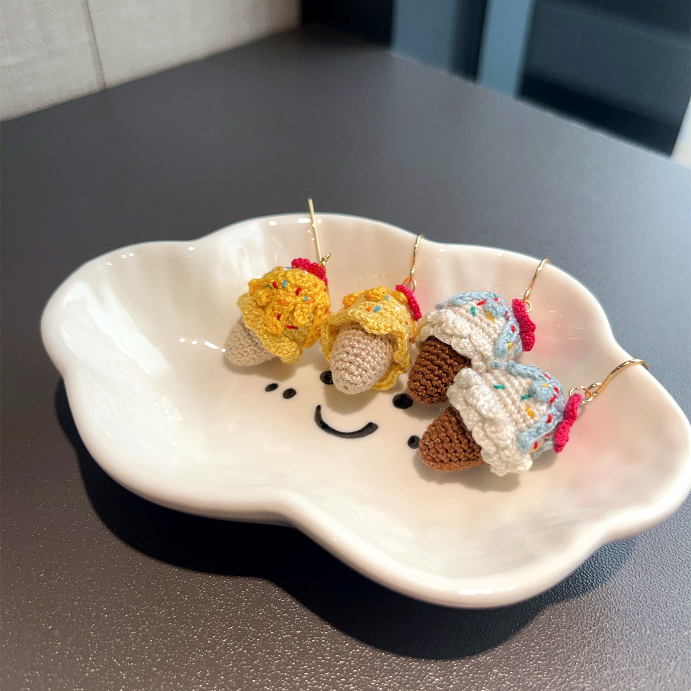 毛小线夏甜美可爱甜美系列立体甜筒冰淇淋耳饰品耳环耳钩耳夹包邮