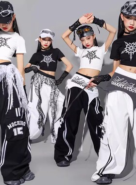 女童爵士hiphop街舞潮服儿童露脐舞蹈练功套装洋气女孩嘻哈演出服