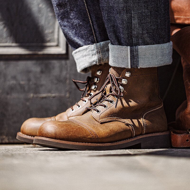 MADDEN WORKWEAR 아메리칸 레트로 8111 워크 부츠 남성 신발 가죽 낙하산 부츠 빈티지 오토바이 부츠 마틴 부츠