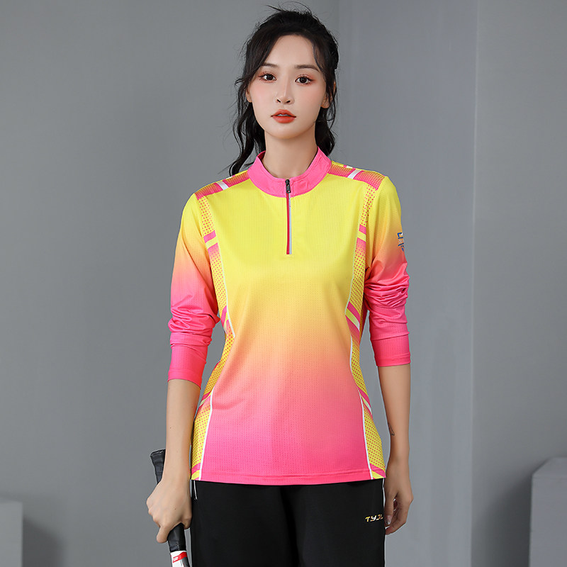 2025春夏新款羽毛球服套装女韩版长袖运动服速干透气网球服比赛服