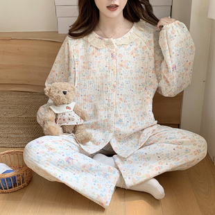 秋冬季 空气棉月子服睡衣女士150cm小个子加厚孕妇哺乳家居服套装