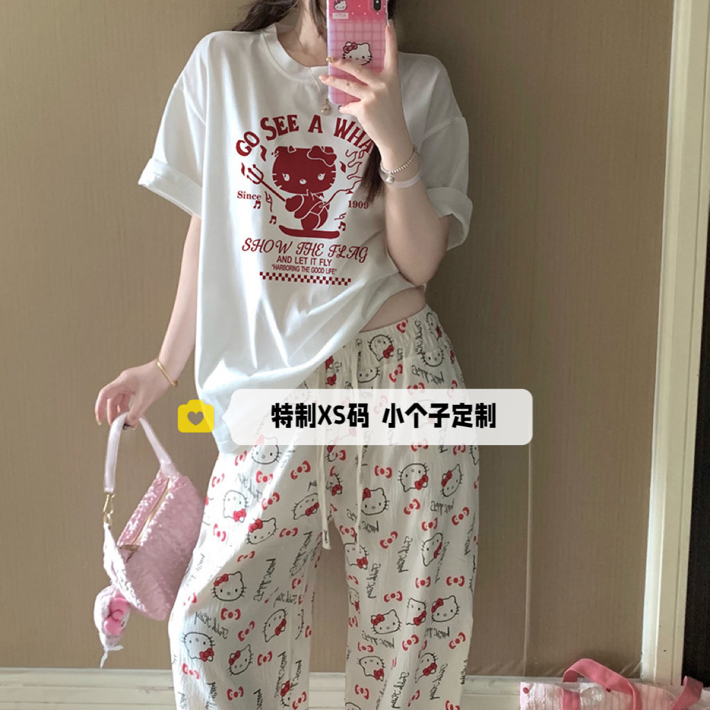 150cm小个子卡通可爱睡衣女圆领图片