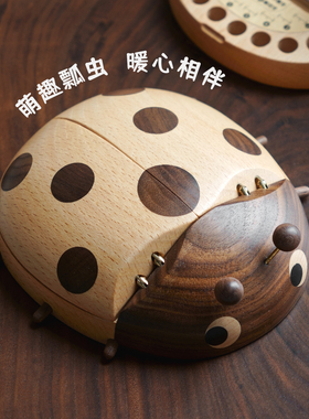 瓢虫 乳牙收纳盒女孩胎毛纪念盒换牙掉牙收集男孩儿童牙齿收藏盒