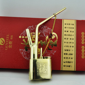 金泰纯黄铜复古老式加厚水过滤烟袋水烟壶水烟斗水烟筒小烟锅两用