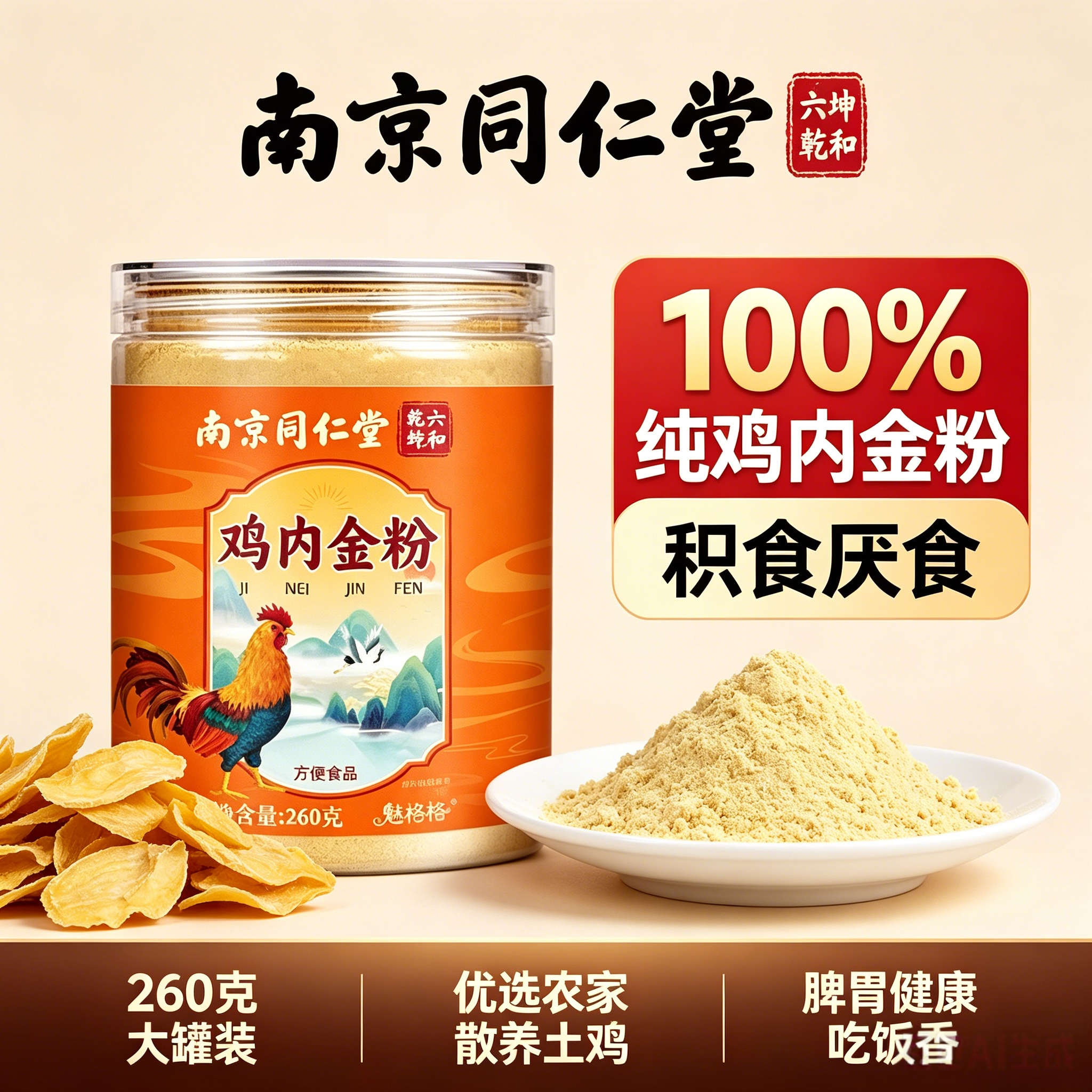 同仁堂鸡内金粉炒熟调脾胃消积食
