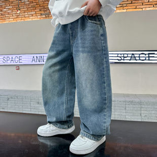 男童裤子春秋新款牛仔裤时尚直筒休闲帅气童装儿童宽松洋气阔腿裤