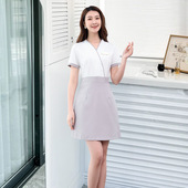 美容院连衣裙短袖 高级美容师工作服女高端韩式 气质养生馆前台套装