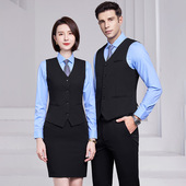 高端色纺带弹力马夹制服男女职业马甲背心 饭店酒店KTV工作服 套装