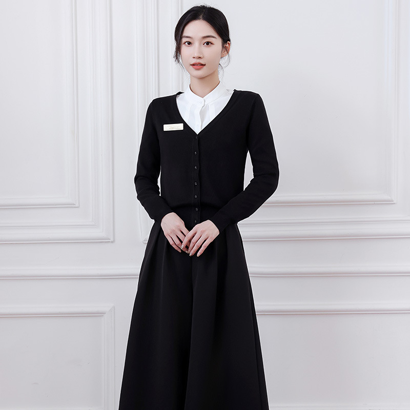 美容师工作服女高端美容院皮肤管理师职业套装裙连衣裙针织衫毛衣