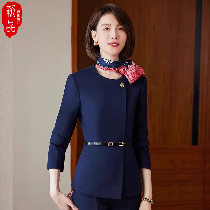 酒店服务员职业工服女长袖秋冬餐饮餐厅饭店前台接待收银职业套装