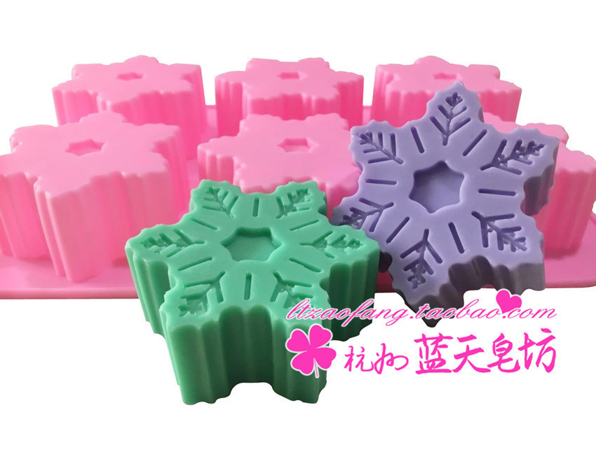 xj036 六连雪花 硅胶模具 手工皂模具 冷制皂模具 耐高温