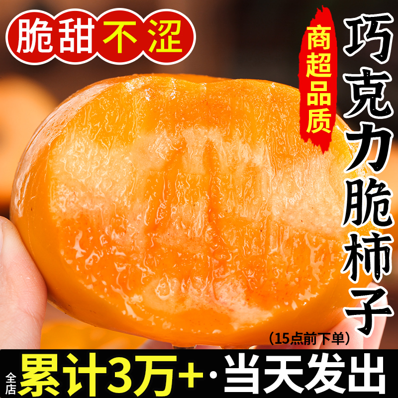 正宗巧克力脆柿子9斤新鲜水果当季整箱黄硬大果甜柿火晶柿冰糖心