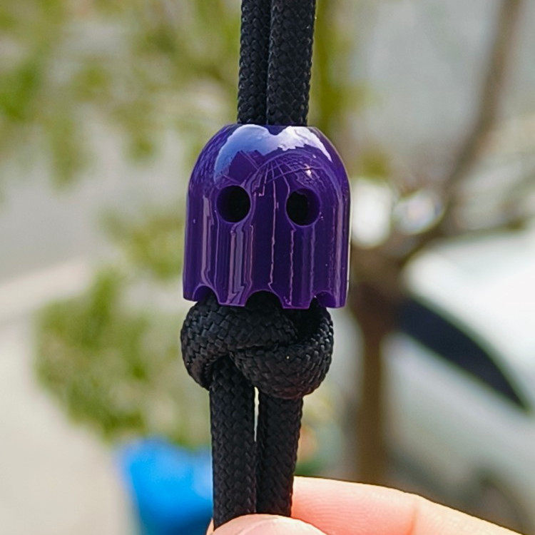 SSD紫色树脂可爱幽灵伞绳刀坠DIY吊坠背包钥匙扣挂坠EDC工具刀珠