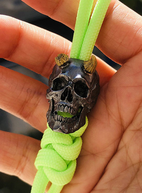 SSD骷髅925纯银伞绳刀绳收尾刀坠EDC工具背包钥匙扣挂坠吊坠配饰4