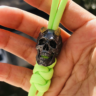 SSD骷髅925纯银伞绳刀绳收尾刀坠EDC工具背包钥匙扣挂坠吊坠配饰4