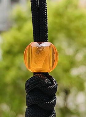 SSD工作室琥珀色树脂伞绳EDC刀坠背包挂坠DIY珠折刀钥匙扣吊坠