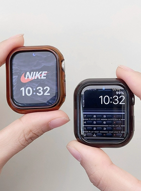 半透明硬壳适用于iwatch11手表苹果applewatch1098se男女半包防摔