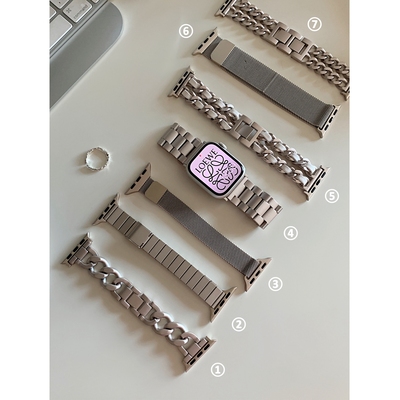 Monna星光色简约高级金属不锈钢iwatch1098表带带米兰链条细款S11