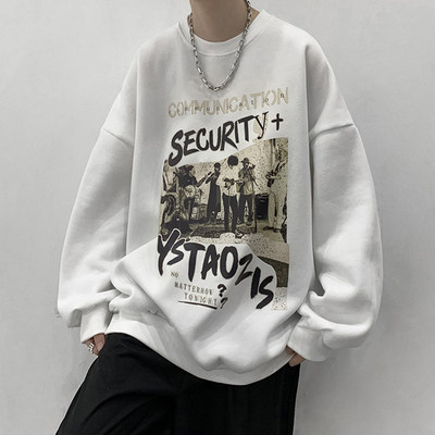 春秋街百搭潮流美式男圆领