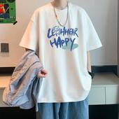 体恤男短袖 夏季 宽松学生五分半截上衣情侣袖 港风恤t打底袖 衫 新款