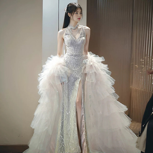 出租宴会晚礼服长裙女艺考鱼尾高级感仙气年会主持人高端轻奢名媛